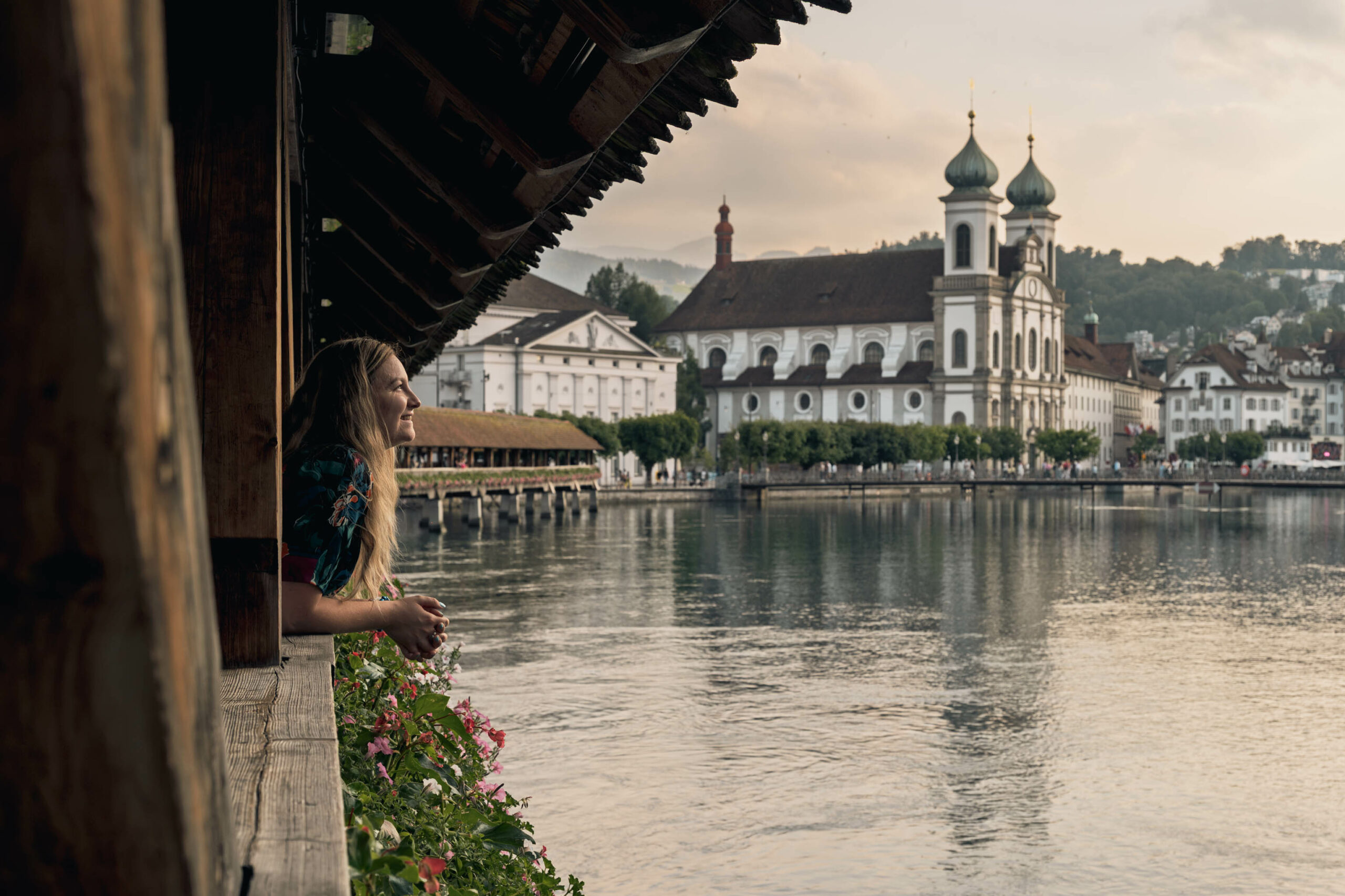 Un angle du pont de la Chapelle, point de vue photo à Lucerne